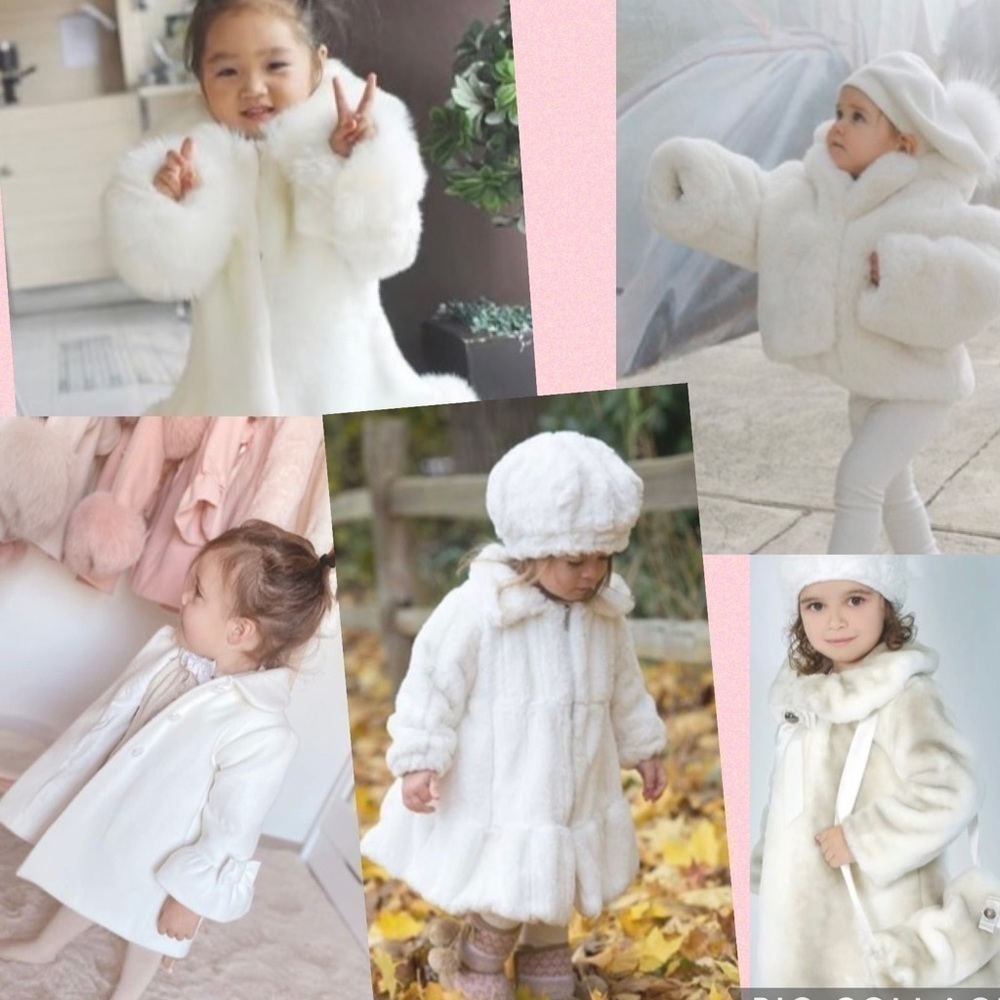 Koala Baby Boutique Vegan White Fur Coat and pink beanie hat 12 mos. - Picture 13 of 13